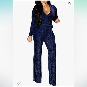 Amazon navy sparkly knit jumpsuit